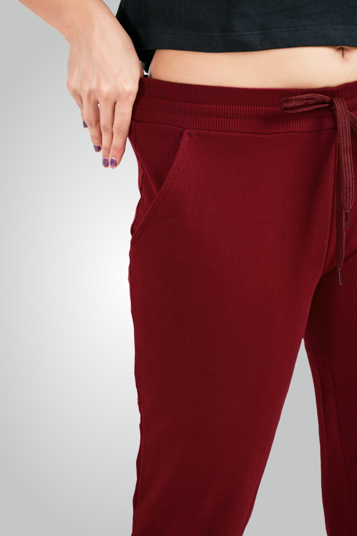 Maroon Combed Cotton Lounge Capri For Women