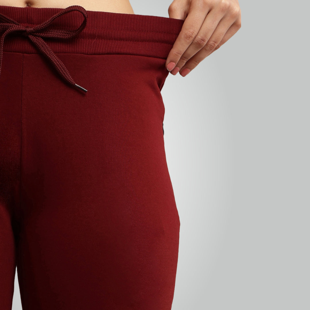 Maroon Combed Cotton Track Pant For Women