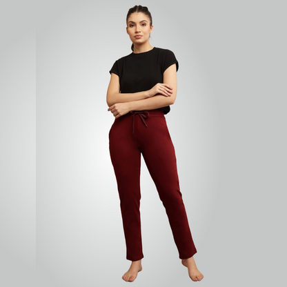 Maroon Combed Cotton Track Pant For Women