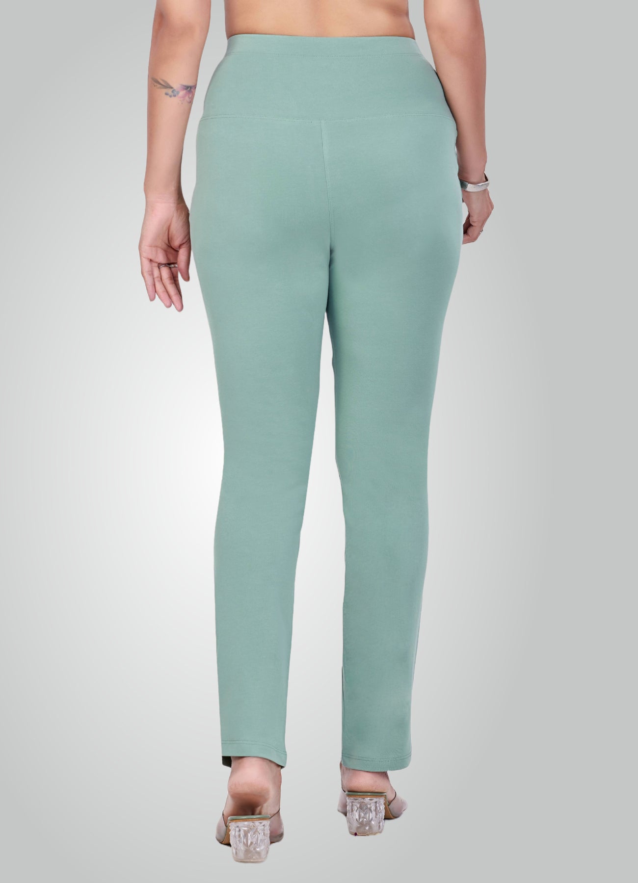 MINT GREEN 4-WAY STRETCH COTTON HIGH WAIST PANT
