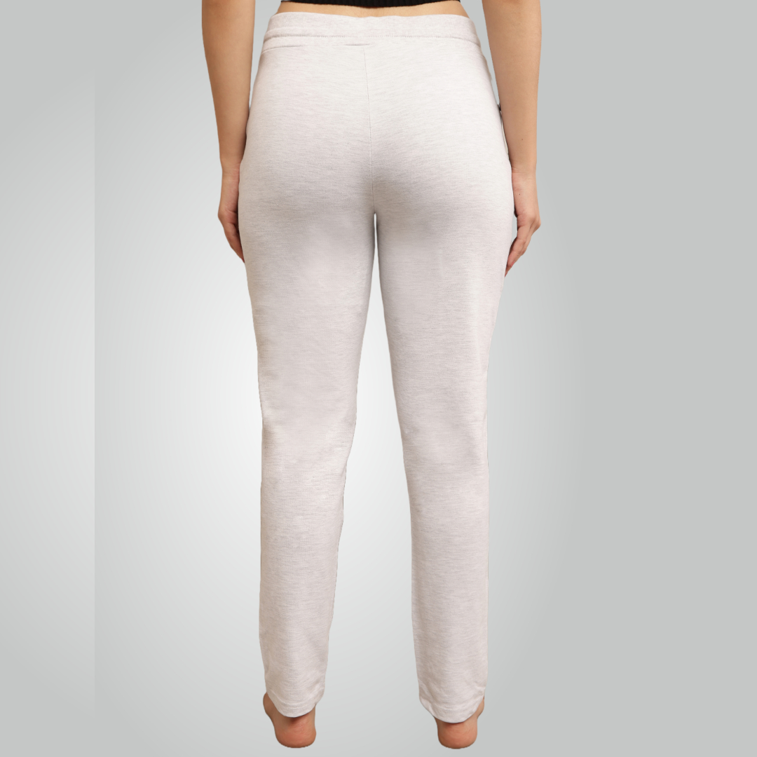 Melange Grey Combed Cotton Track Pant For Women