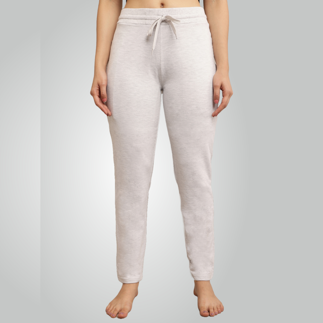 Melange Grey Combed Cotton Track Pant For Women