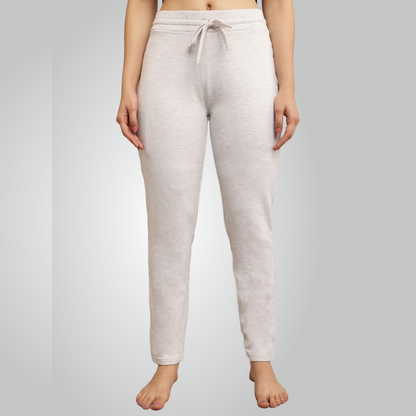 Melange Grey Combed Cotton Track Pant For Women