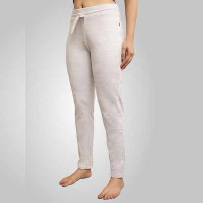 Melange Grey Combed Cotton Track Pant For Women