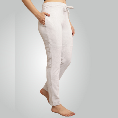 Melange Grey Combed Cotton Track Pant For Women