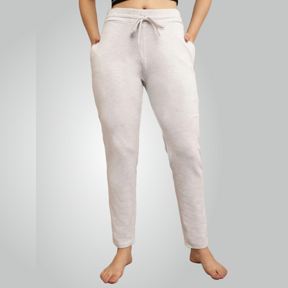 Melange Grey Combed Cotton Track Pant For Women