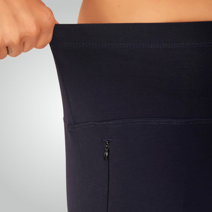 Navy Blue High Waist All Day Cotton Lycra Capris