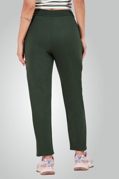 Olive Green Combed Cotton Track Pant For Women