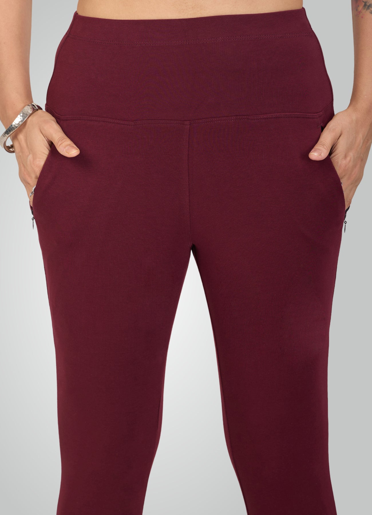 WINE 4-WAY STRETCH COTTON HIGH WAIST CAPRI