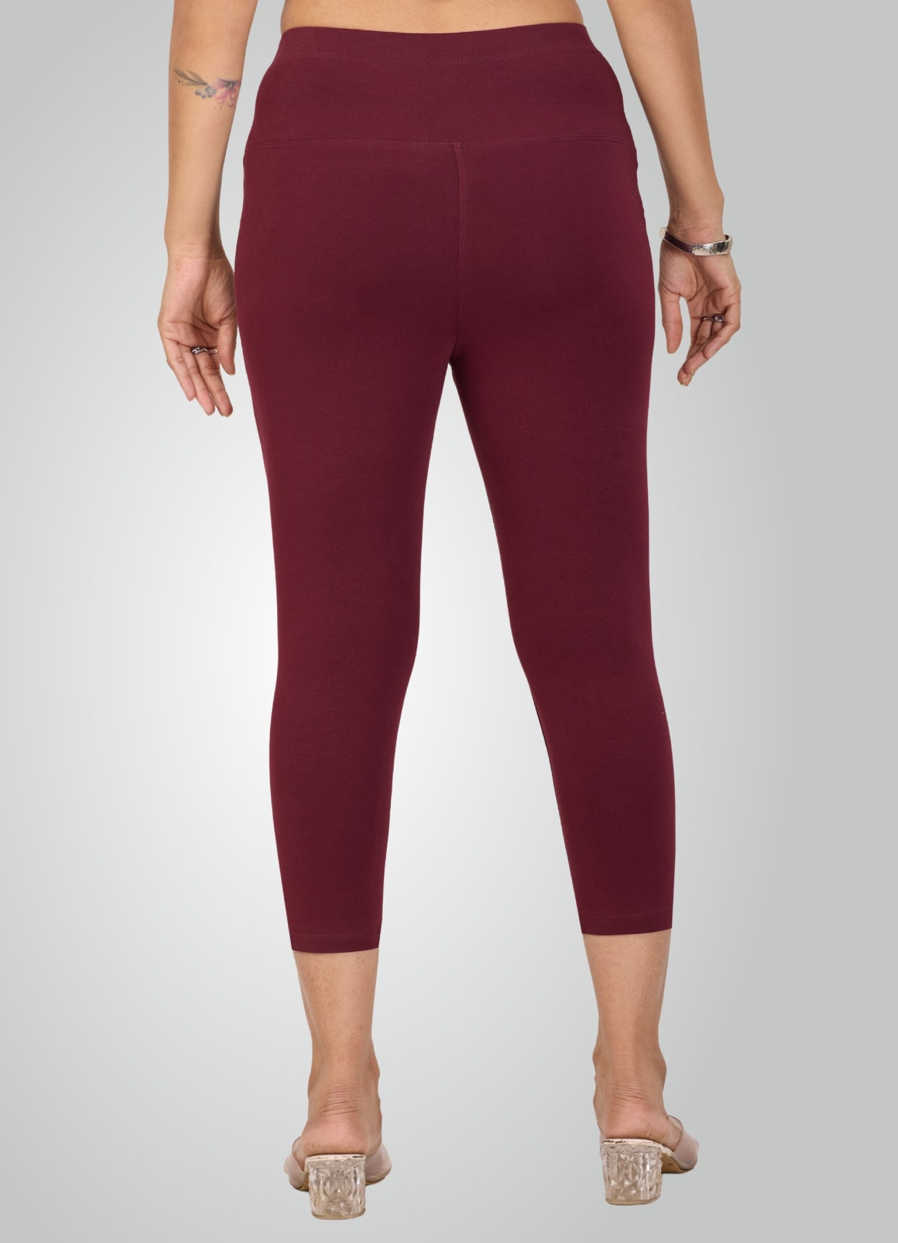 WINE 4-WAY STRETCH COTTON HIGH WAIST CAPRI