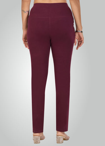 WINE 4-WAY STRETCH COTTON HIGH WAIST PANT